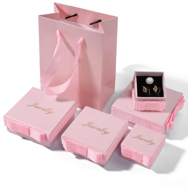  Pink Jewelry Box with Gold Hot Stamping Logo