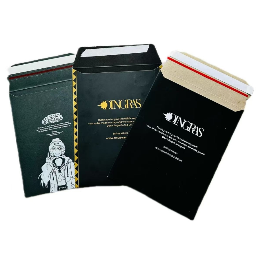 Custom Black Rigid Cardboard Envelope with your own LOGO