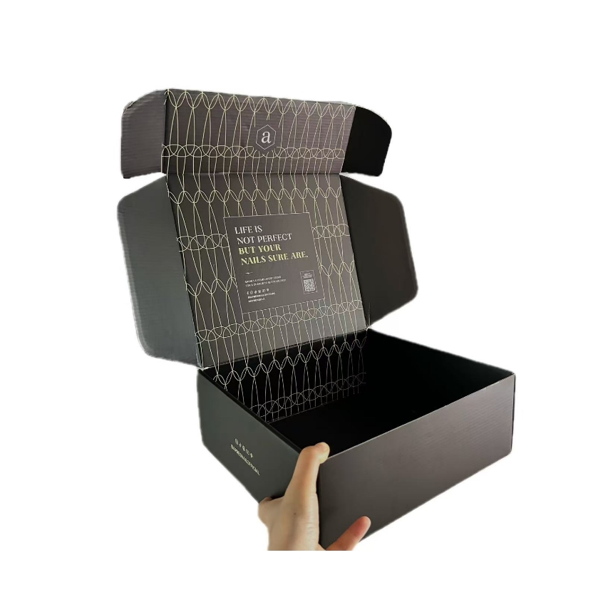 Branded logo large rigid black corrugated shipping mailerbox